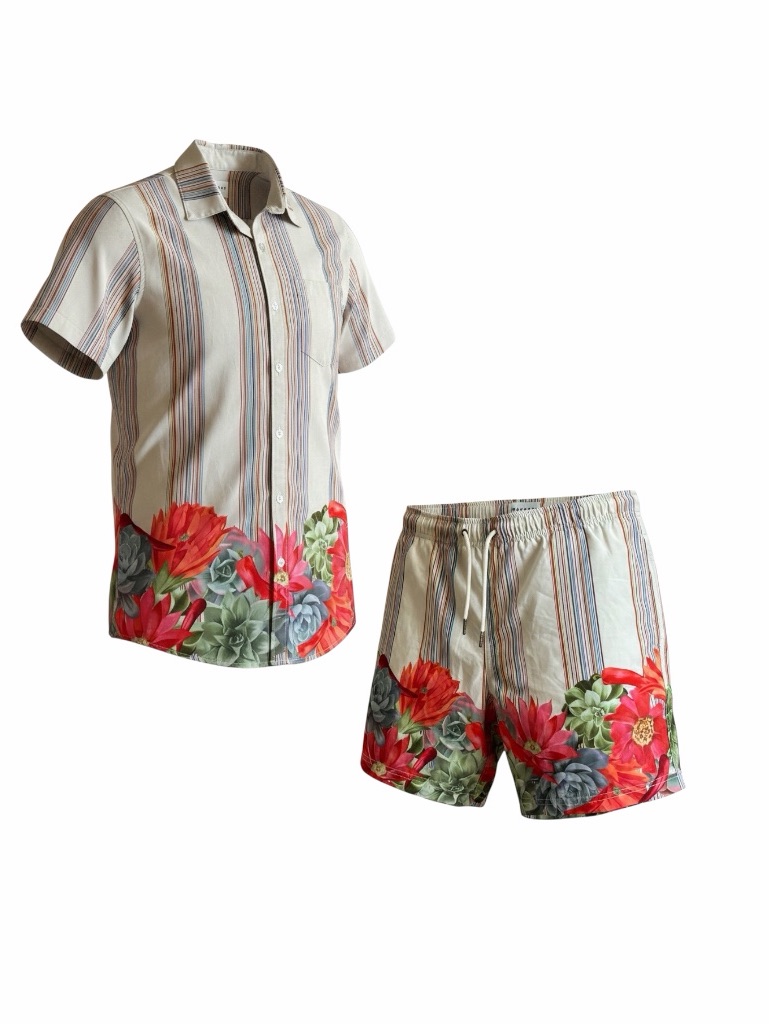 Mavrans Men’s Picante Weekend Shirt And Shorts Set Large